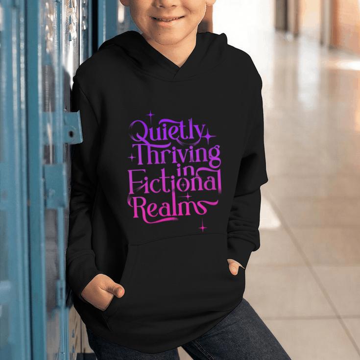 Quietly Thriving In Fictional Realms Book Lovers Graphic Youth Hoodie