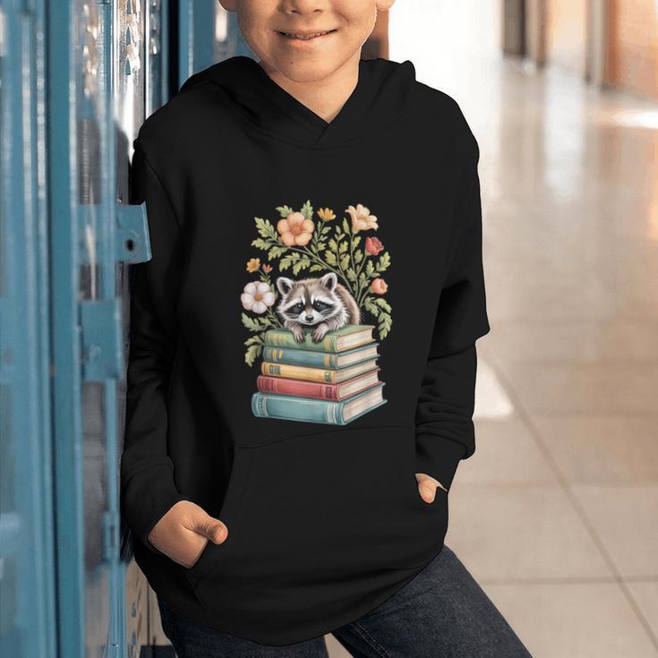Raccoon Books Reading Flowers Graphic Youth Hoodie