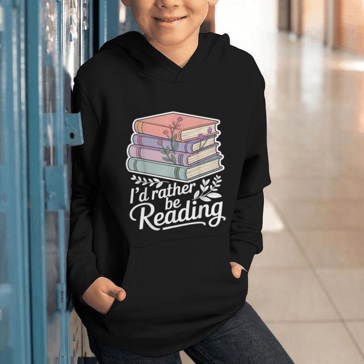 Rather Be Reading Book Lover Stack Graphic Youth Hoodie