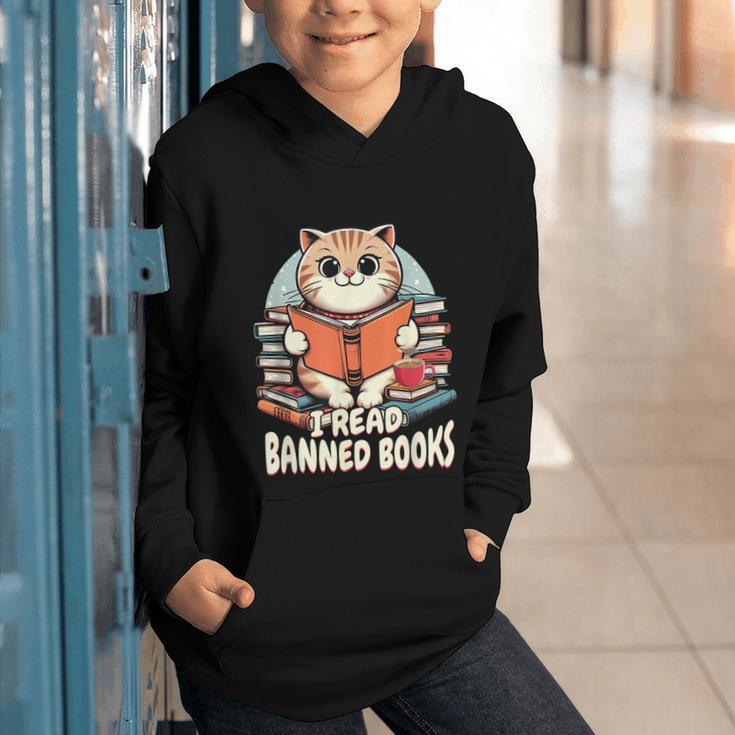 I Read Banned Books Shirt Cat Lover Bookworm Reader Men Women Kids Graphic Youth Hoodie