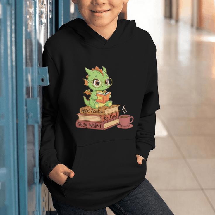 Read Books Be Kind Stay Weird Reading Bookworm Reader Graphic Youth Hoodie