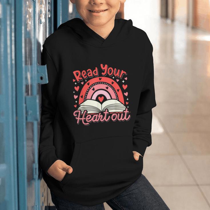 Read Your Heart Out Book Valentines Day Reading Teacher Graphic Youth Hoodie
