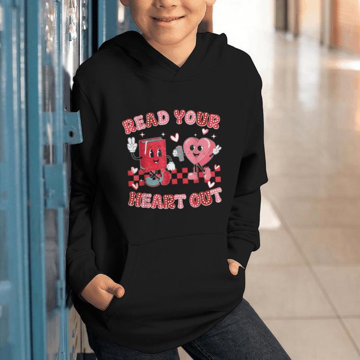 Read Your Heart Out Valentine Teacher Book Lover Graphic Youth Hoodie