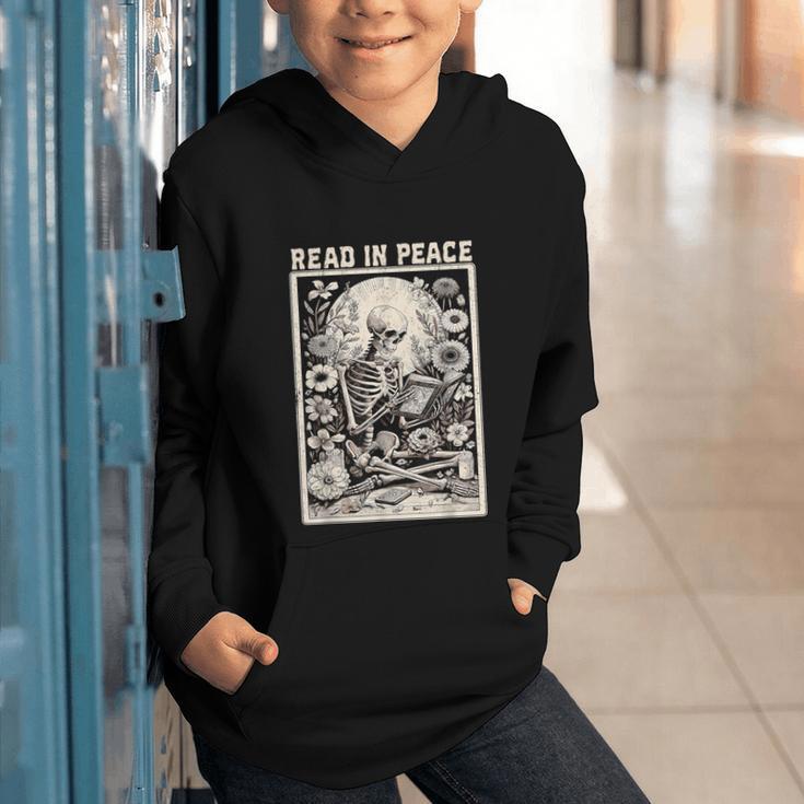Read In Peace Skeleton Book Lover Bookworm Book Graphic Youth Hoodie Read In Peace Skeleton Book Lover Bookworm Book Graphic Youth Hoodie