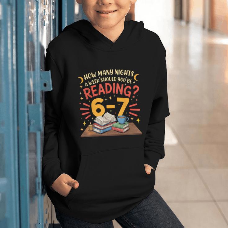 Reading 6 7 Six Seven Meme Slang Teacher Book Lover Graphic Youth Hoodie