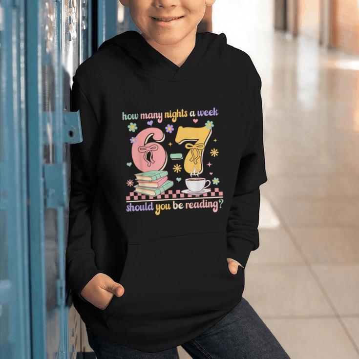 Reading 67 Teacher Six Seven Reading 6 7 Book Lover Graphic Youth Hoodie