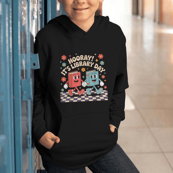 Reading Book Lover School Librarian Hooray It's Library Day Graphic Youth Hoodie