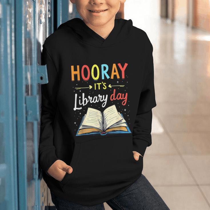 Reading Books Bibliophile Hooray It's Library Day Graphic Youth Hoodie