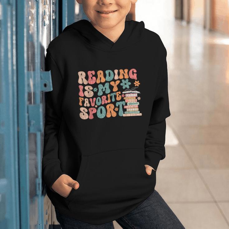 Reading Is My Favorite Sport Retro Groovy Book Lovers Graphic Youth Hoodie