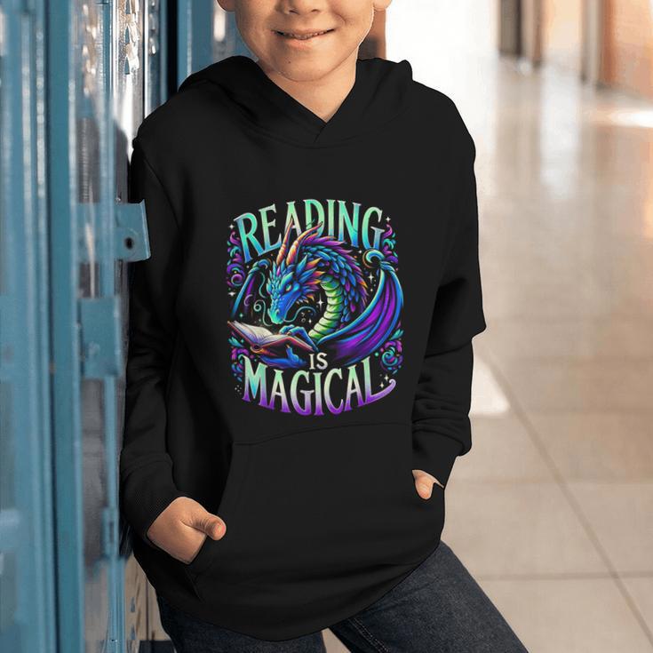 Reading Is Magical Dragon Tee Perfect For Book Lovers Kids Graphic Youth Hoodie