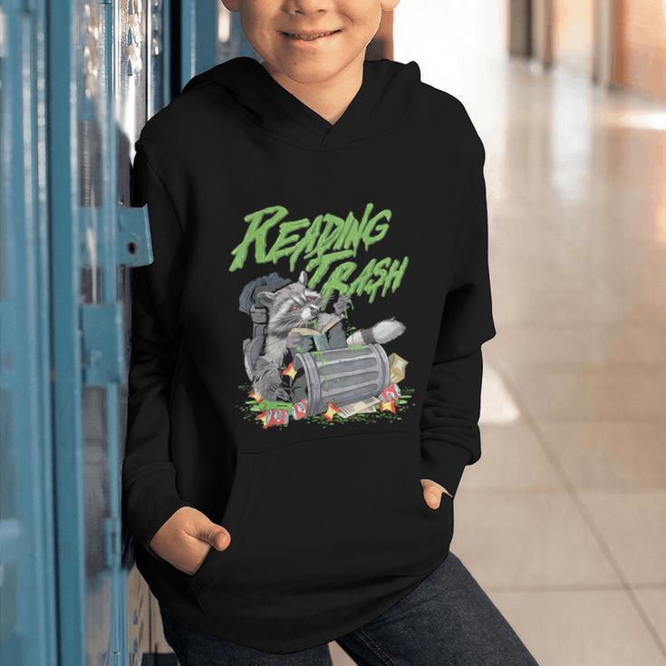 Reading Trash Racoon Bookworm Bookish Librarian Book Lover Graphic Youth Hoodie Reading Trash Racoon Bookworm Bookish Librarian Book Lover Graphic Youth Hoodie