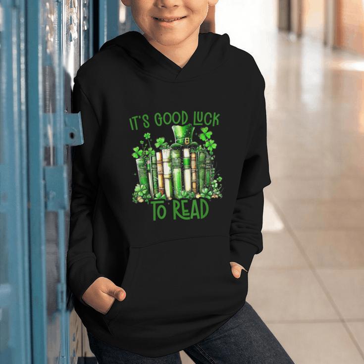 Retro Book Lucky Reading Teacher St Patrick's Day -Adults Small Cotton Blend Polyester Blend Short Sleeve Graphic Youth Hoodie