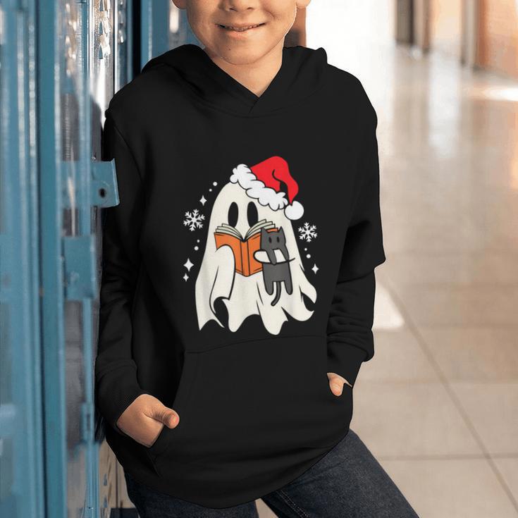 Retro Ghost Reading Book With Cat Bookish Club Christmas Men Women Kids Graphic Youth Hoodie