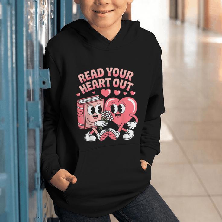Retro Read Your Heart Out Valentine's Day Teacher Book Lover Graphic Youth Hoodie