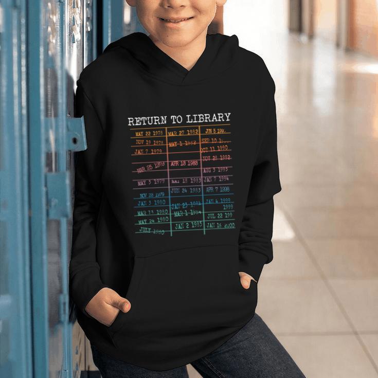 Return To Library Card Book Due Date Bookish Reading Graphic Youth Hoodie