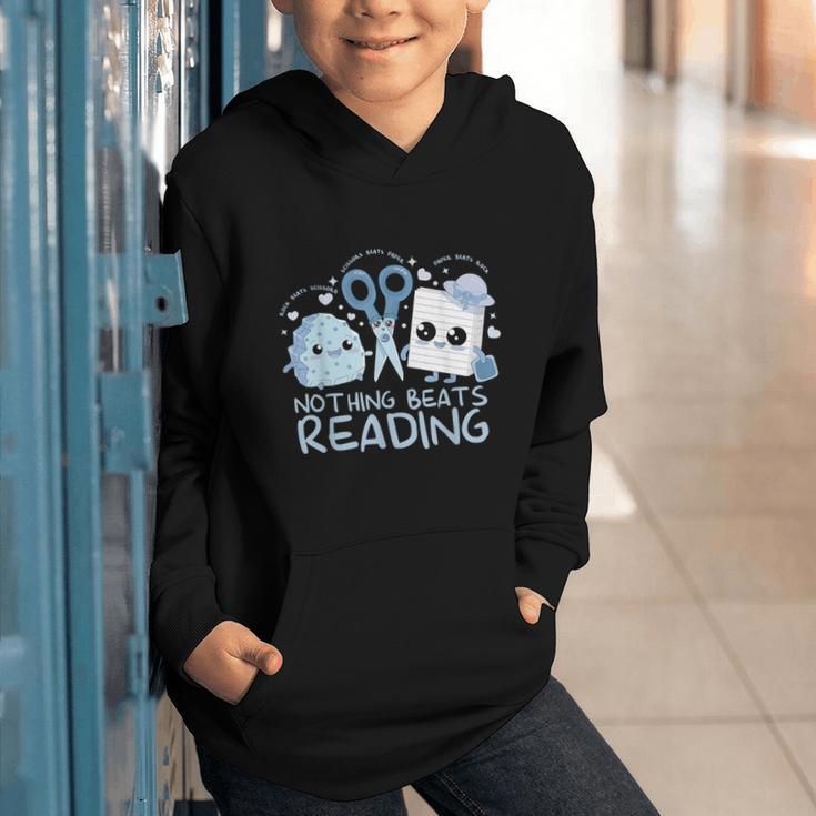 Rock Paper Scissors Nothing Beats Reading Book Lover Graphic Youth Hoodie