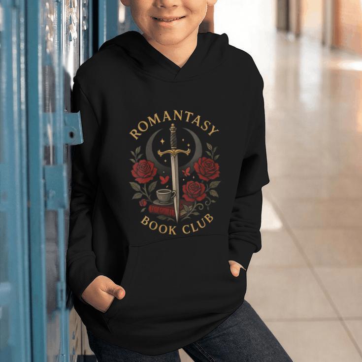 Romantasy Book Club Coffee Sword Roses Graphic Youth Hoodie