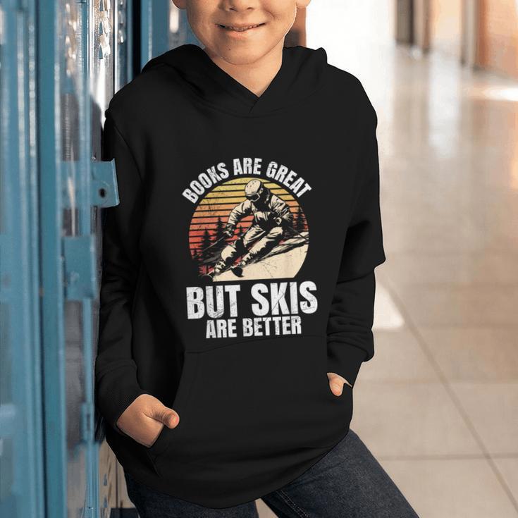 Skier BOOKS ARE GREAT BUT SKIS ARE BETTER Vintage Graphic Youth Hoodie