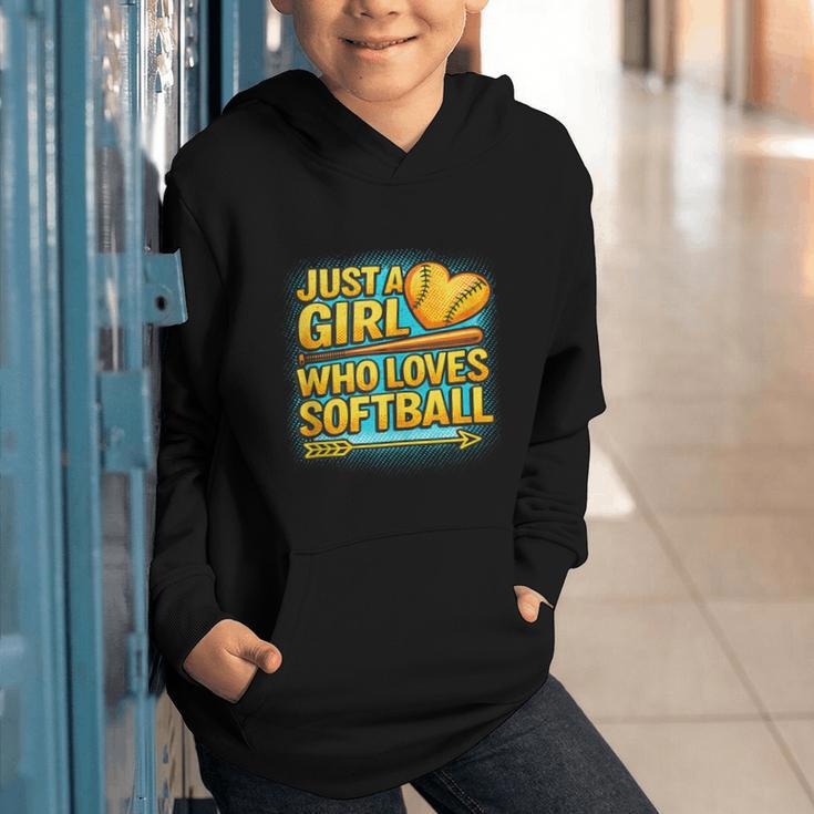 Softball Just A Girl Comic Book Style Graphic For Teens Graphic Youth Hoodie