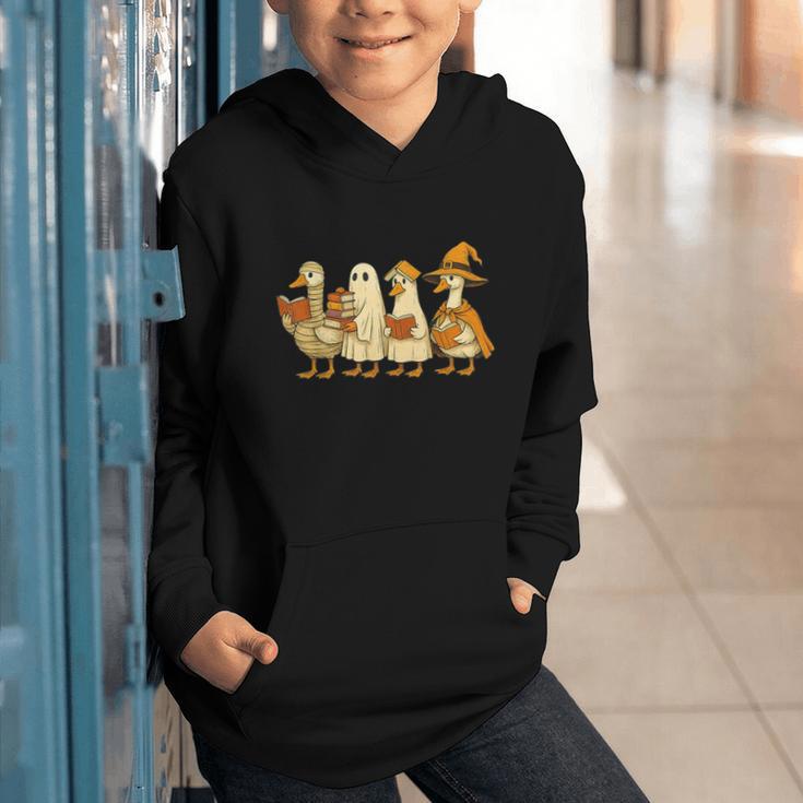 Spooky Halloween Book Lover Halloween Reading Goose Graphic Youth Hoodie