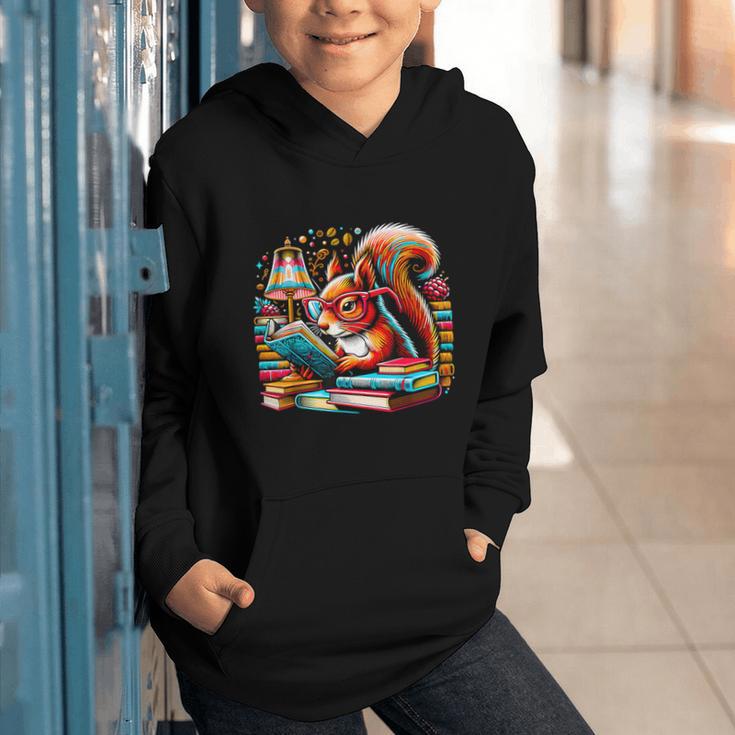 Squirrel Reading a Book Lover Bookworm Graphic Youth Hoodie Squirrel Reading a Book Lover Bookworm Graphic Youth Hoodie