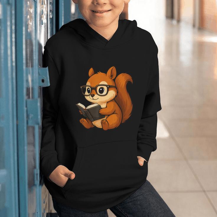 Squirrel Reading Book Lover Graphic Youth Hoodie