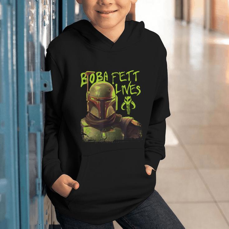 Star Wars The Book Of Boba Fett Neon Boba Fett Lives Poster Graphic Youth Hoodie Star Wars The Book Of Boba Fett Neon Boba Fett Lives Poster Graphic Youth Hoodie