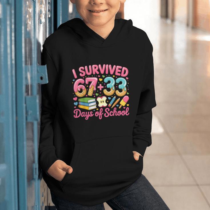 Survived 67 Days Of School Ice Cream Drip Apple Pencil Book Graphic Youth Hoodie