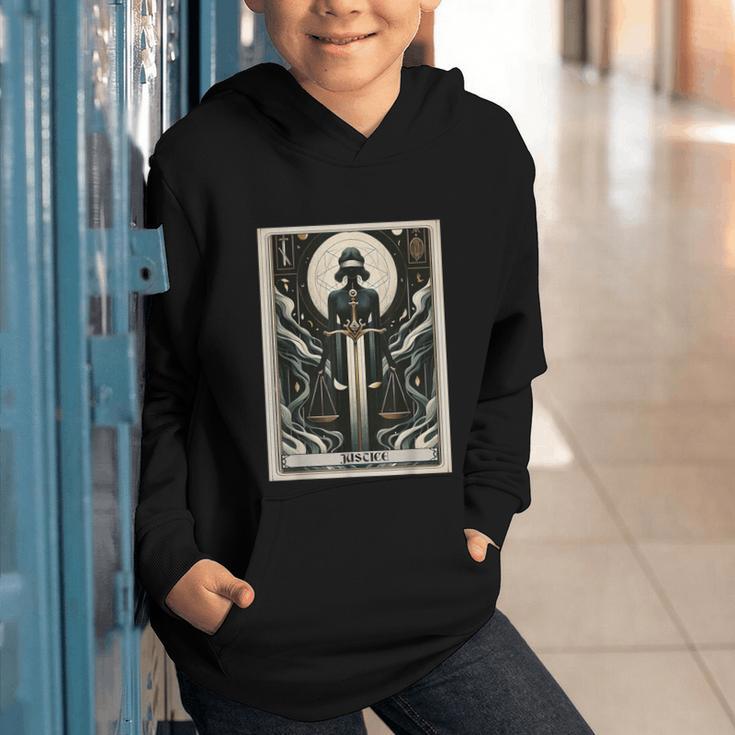 Tarot Cards Guide Book Esoteric Mysticism Clothing Tarot Card Justice Graphic Youth Hoodie