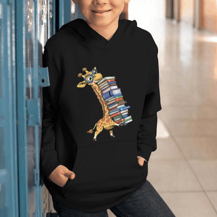 Teacher Shirt Giraffe Holding Books Bookworm Librarian Graphic Youth Hoodie
