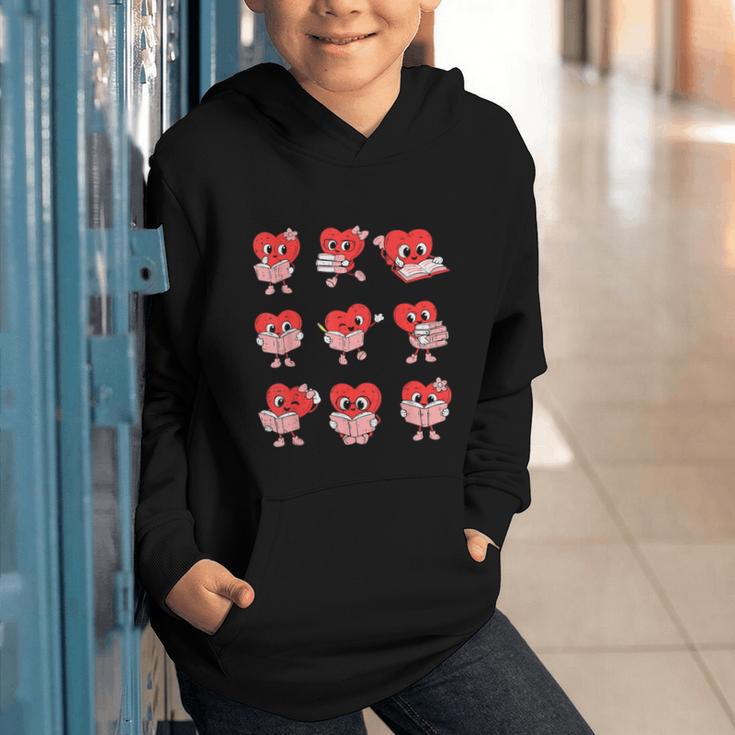 Teacher Valentines Day Reading Book Lover Bookworm Library Graphic Youth Hoodie