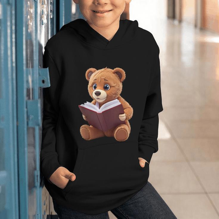 Teddy Bear Reading a Book Graphic Youth Hoodie