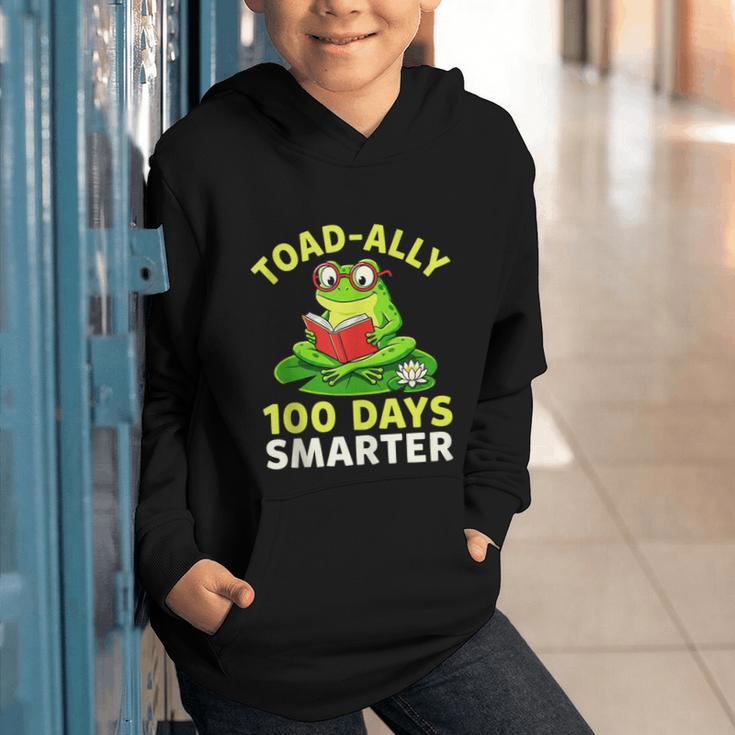 Toad-Ally 100 Days Smarter Frog Reading Book 100 School Day Graphic Youth Hoodie Toad-Ally 100 Days Smarter Frog Reading Book 100 School Day Graphic Youth Hoodie