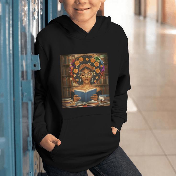 History Month Black Afro Girl Women Book Lovers Flower Graphic Youth Hoodie