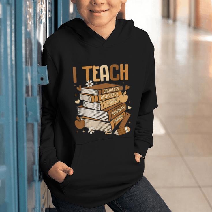 History Month I Teach Melanin Book Black Teacher Graphic Youth Hoodie