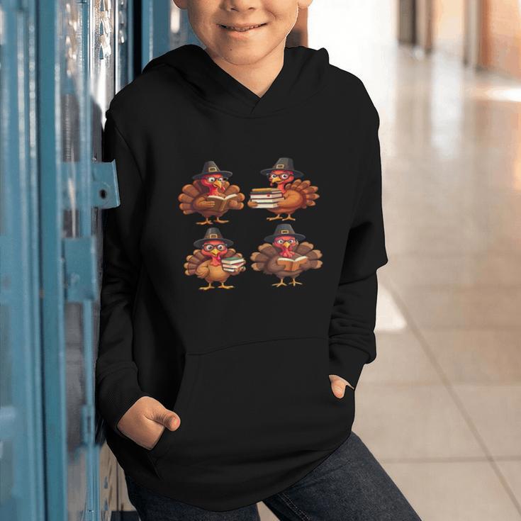 Turkey Reading Books Shirt Thanksgiving Turkey Bookworm Graphic Youth Hoodie Turkey Reading Books Shirt Thanksgiving Turkey Bookworm Graphic Youth Hoodie