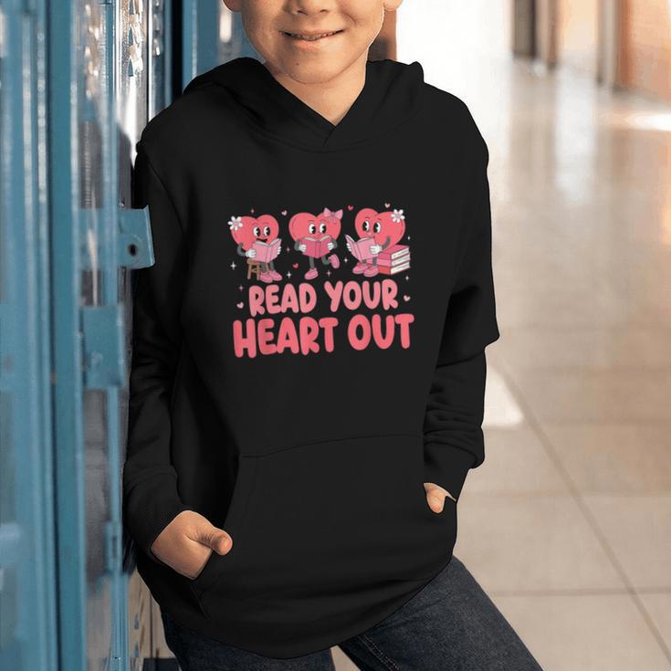 Valentine Day Book Read Your Heart Out Lovers Teacher Kids Graphic Youth Hoodie
