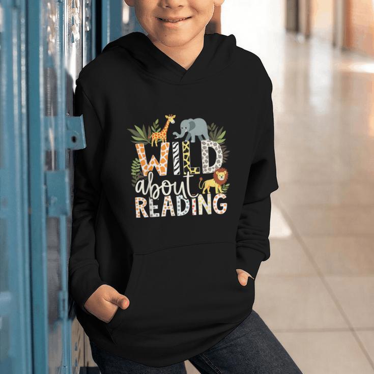 Wild About Reading Animals And Book Lovers Graphic Youth Hoodie