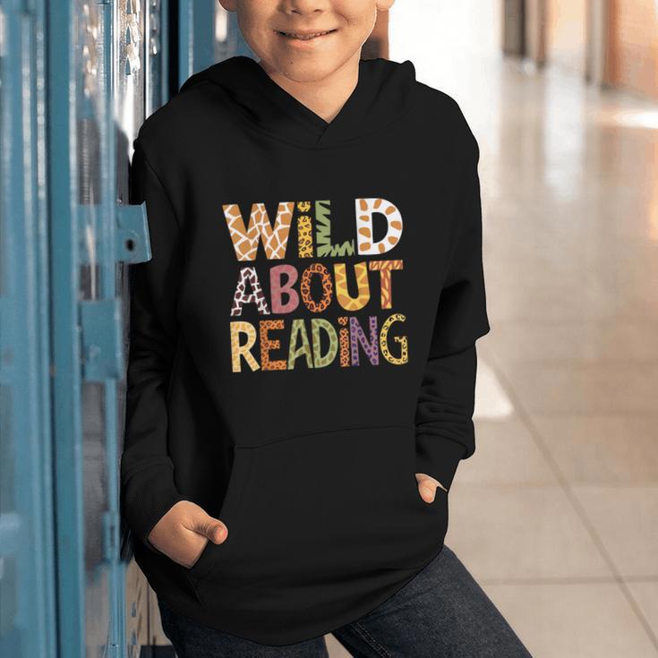 Wild About Reading Book Animal Children's Book Lover Teacher Graphic Youth Hoodie