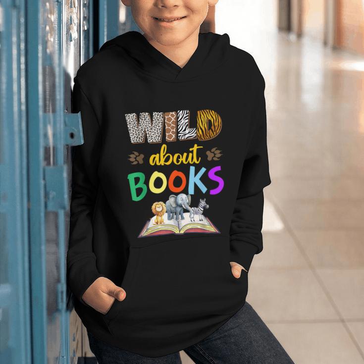Wild About Reading Books Reader Bookworm Animals Book Lover Graphic Youth Hoodie