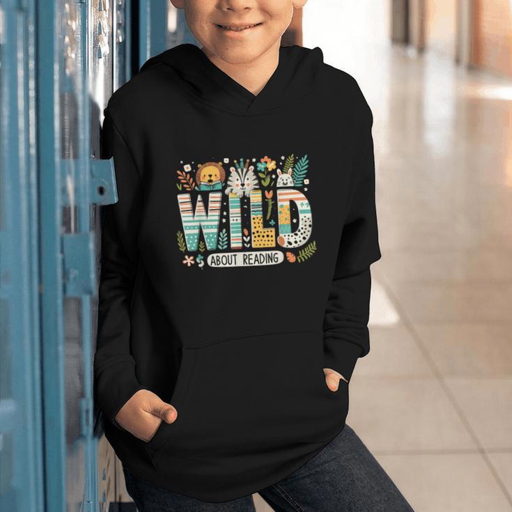Wild About Reading Bookworm Book Reader Zoo Animals Graphic Youth Hoodie Wild About Reading Bookworm Book Reader Zoo Animals Graphic Youth Hoodie