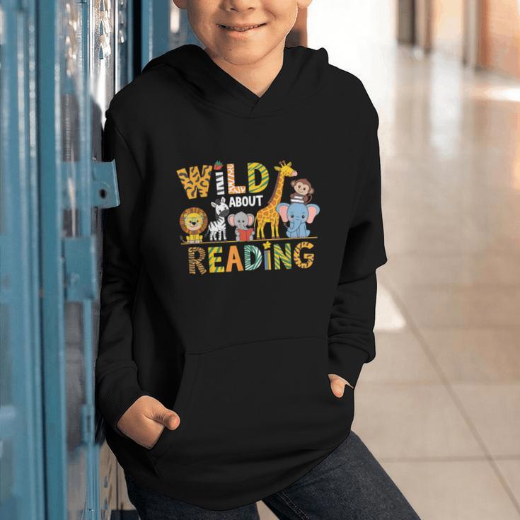 Wild About Reading Kid Love Wild Animal Books Back To School Graphic Youth Hoodie Wild About Reading Kid Love Wild Animal Books Back To School Graphic Youth Hoodie