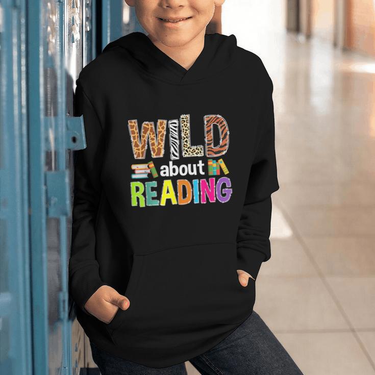 Wild About Reading Library Day Reading Books & Bookworm Graphic Youth Hoodie