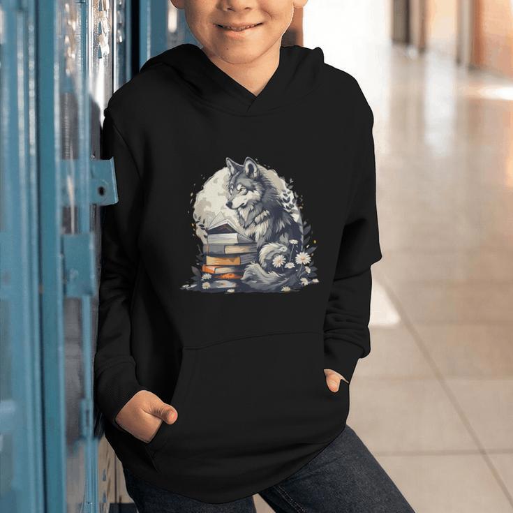 Wolf Reading Book Librarian Library Wolves Graphic Youth Hoodie Wolf Reading Book Librarian Library Wolves Graphic Youth Hoodie