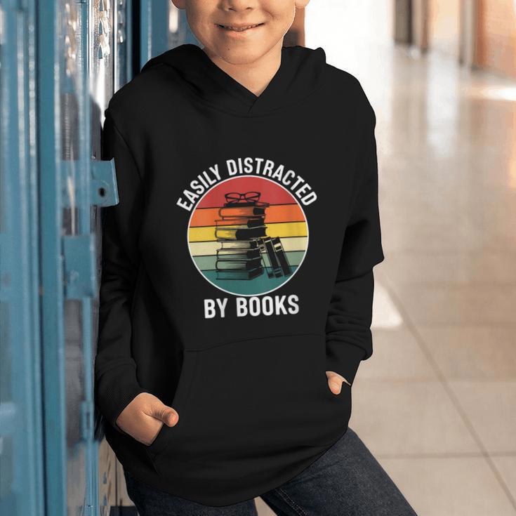 Women's Easily Distracted By Books Graphic Youth Hoodie