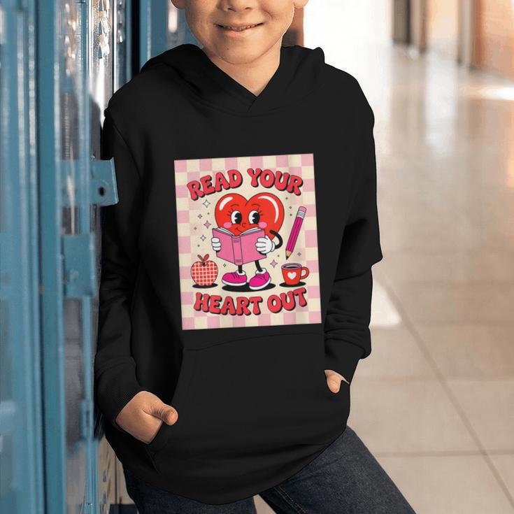 Women's Read Your Heart Out Groovy Bookish Valentine Day Women Girls Graphic Youth Hoodie