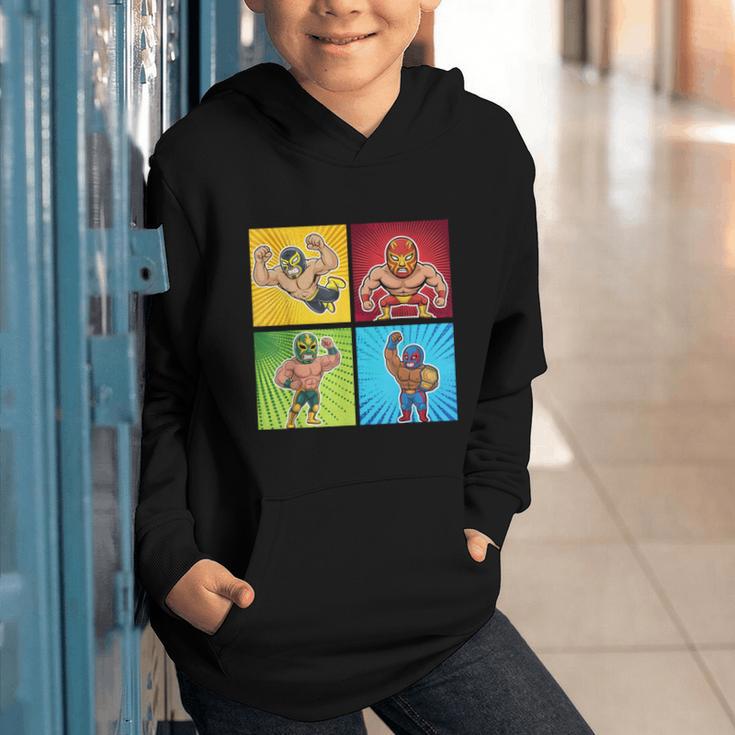 Wrestling Comic Book Wrestler Mexican Lucha Libre Mask Graphic Youth Hoodie Wrestling Comic Book Wrestler Mexican Lucha Libre Mask Graphic Youth Hoodie