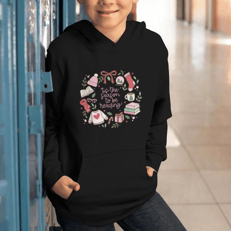 Xmas Tis The Season To Be Reading Books Pajamas Graphic Youth Hoodie