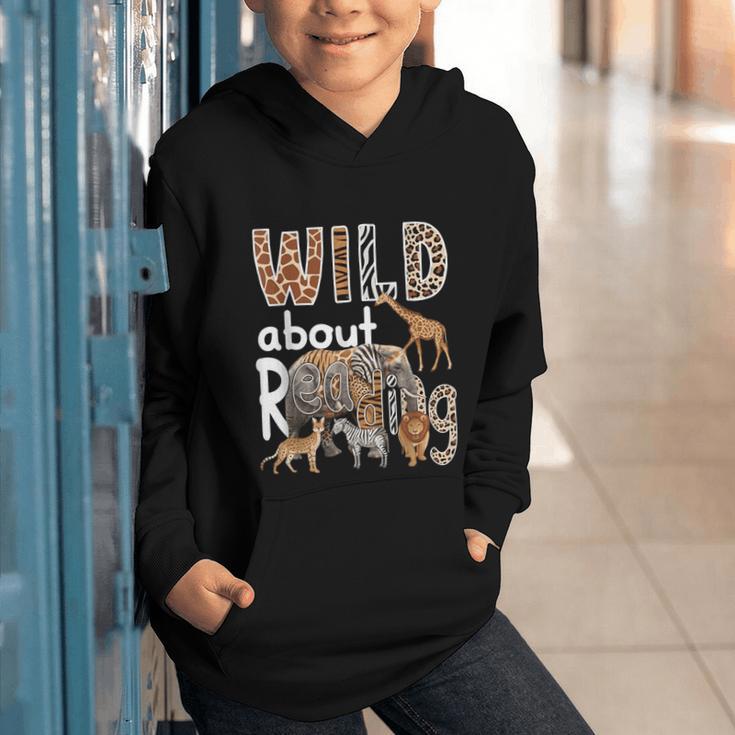 Zoo Animals Wild About Reading Books Reader Lover Librarian Graphic Youth Hoodie