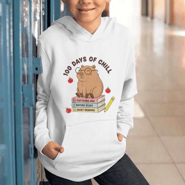 100 Days Of Chill Cute Capybara School Book Lover Graphic Youth Hoodie